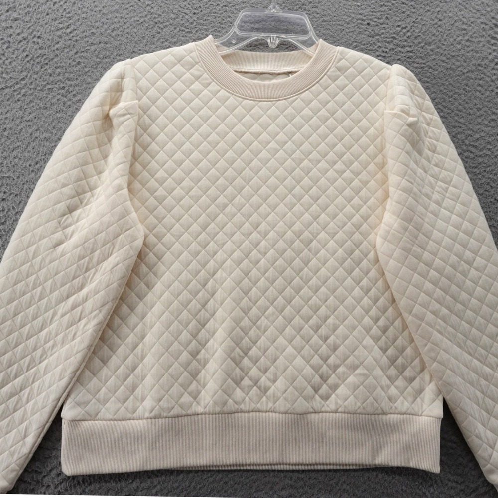 Walter Hagen Clubhouse Quilted Pullover Crew Cream Puff Sleeve UPF 50+ NEW - Picture 3 of 13